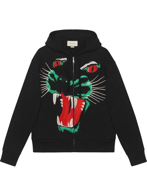 gucci panther face cotton hoodie|farfetch gucci hoodie.